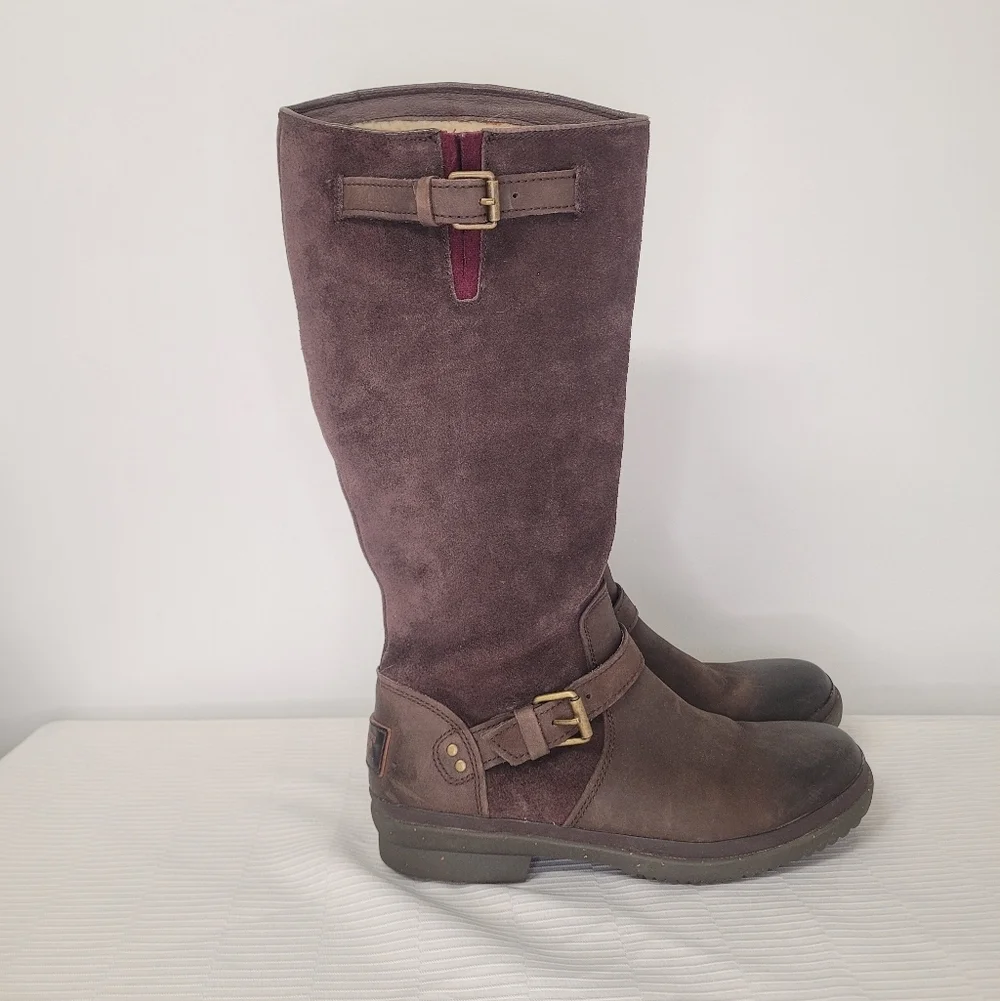 Ugg Thomsen Tall Waterproof Leather Shearling Lined Boots sz 6.5 1005268